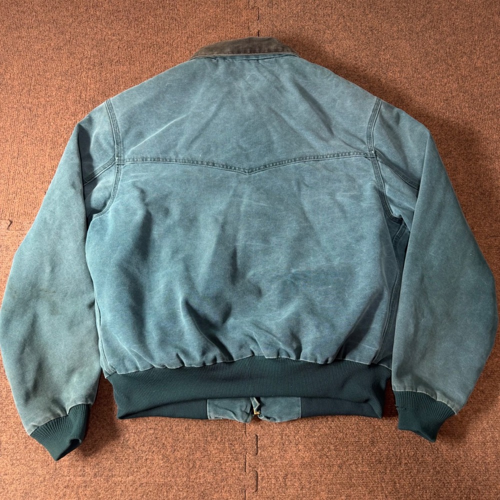 B+ Vintage Carhartt Santa Fe Jacket J14 Teal Green Duck Canvas Western Yoke XL - Picture 7 of 8